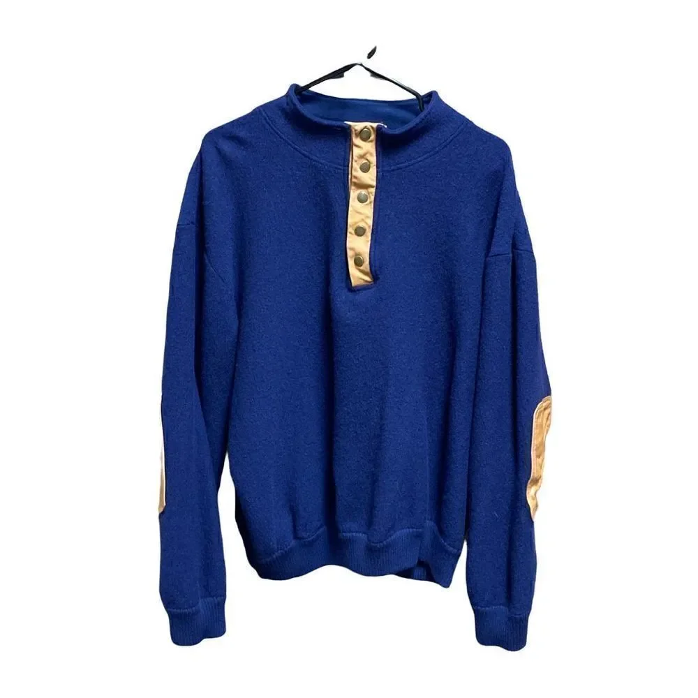 Orvis Navy Wool 3/4 Button Sweater Size XXL